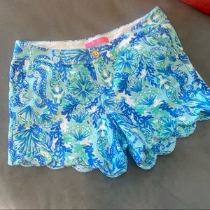 Size 6 Seeing Double Shorts Buttercup Scallop Hem Mermaid Blue